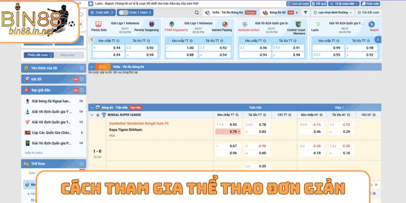 Cách tham gia thể thao Bin88 siêu đơn giản