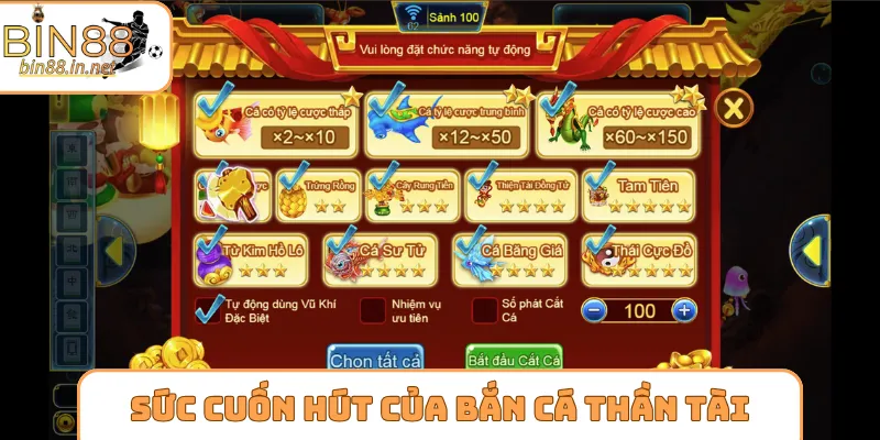 Sức cuốn hút của bắn cá thần tài từ giao diện