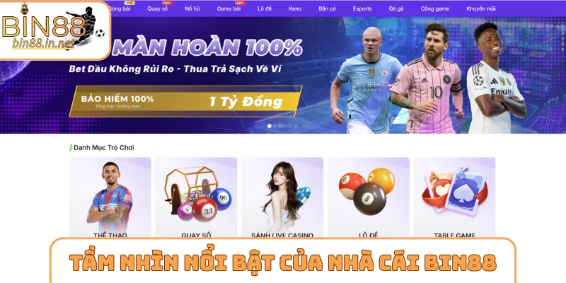 Tầm nhìn nổi bật của nhà cái Bin88