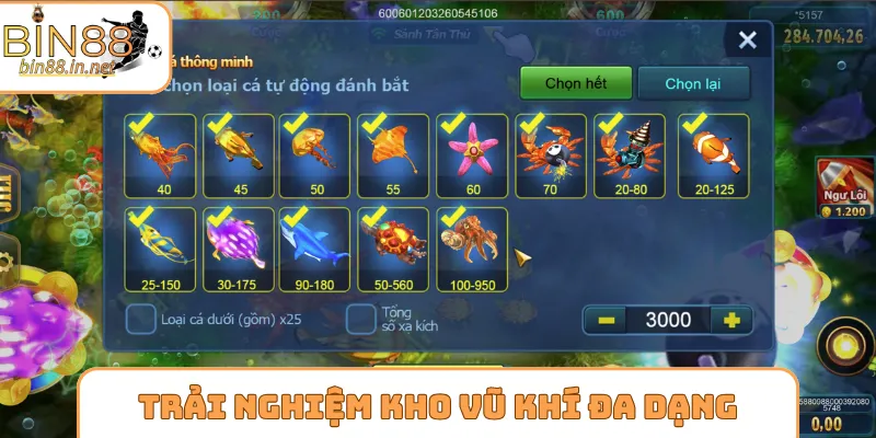 Trải nghiệm kho vũ khí đa dạng thể loại