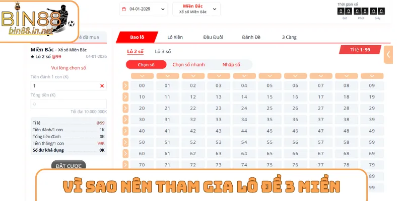 Vì sao nên tham gia lô đề 3 miền tại Bin 88